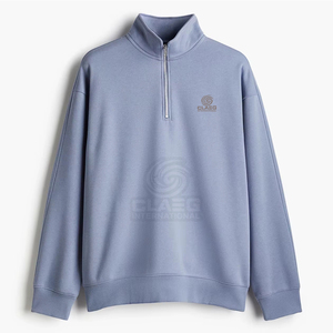 Sweat-shirt à col zippé pour homme, 100% coton, respirant et confortable, manches longues, léger, disponible en différentes couleurs et tailles - Product Image 1