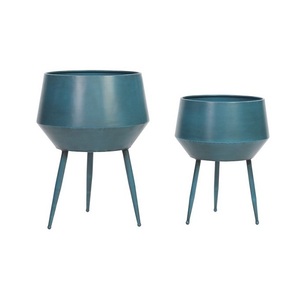 Jardinière en fer métallique de luxe RecentTrend avec support Jardinière en fer métallique fini délavé noir avec support doré Décoration de la maison - Product Image 4