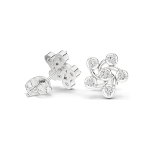 Boucles d'oreilles clous en or 18 carats, 14 carats, 10 carats et argent 925 avec diamant de laboratoire 0,39 carat, clarté VVS-VS EF, motif floral en spirale, rose, jaune, blanc - Product Image 4