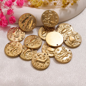 Amuleto del Zodiaco en Relieve |   Colgante de Astrología y Horóscopo en Acero Inoxidable con Baño de Oro PVD de 18K, Resistente al Agua, Hipoalergénico y Antideslustre - Product Image 3