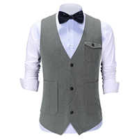 Gilets décontractés pour hommes Gilets en tweed Retro Workwear Vintage Wedding Wool Grey black ultra warm laine gilet
