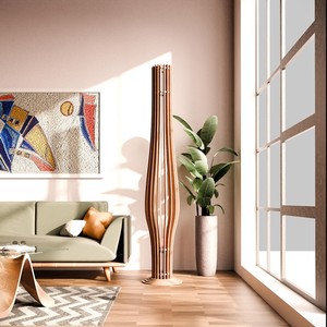 Lámpara de Pie Paramétrica, Decoración Artística Cortada con Láser, Lámpara de Madera Ondulada, E27, Pantalla Amarilla, Regalo para el Nuevo Hogar de un Amigo - Product Image 6