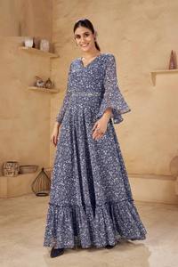 Colección de Vestidos Georgette de Neeta Creation, con Interior de Crepé, Mangas Campana, Moderno, Elegante, Elástico, Sin Arrugas, Diseño de Longitud Media - Product Image 6