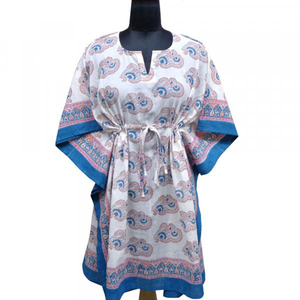 Top Quality <b>Kaftan</b> Dresses Free Size Pure Cotton Hand Block Printed Fashionable Beach <b>Kaftans</b> for Sale at Lowest Price - Product Image 1