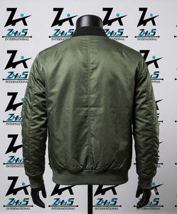 Veste bomber pour homme Zhus International, couleur olive, coupe classique, fermeture éclair, coupe-vent décontractée, vêtements d'automne, vestes en toile - Product Image 2