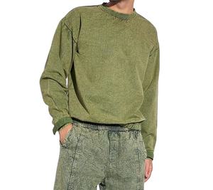 เสื้อสเวตเชิ้ตฮิปฮอปโอเวอร์ไซส์ขายส่งสำหรับผู้ชาย สไตล์วินเทจ ลุคทำเก่า ล้างสีแบบแอซิดวอช - Product Image 1