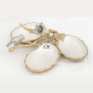 Elegante cuenco de 3 compartimentos de diseño atractivo de metal con textura martillada y cuenco de vástago de Latón chapado en oro para Decoración de mesa - Product Image 6