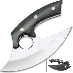 Jexmoo personalizado hecho a mano D2 acero completo Tang Ullu cuchillo mango de madera ambidiestro ecológico Apto para lavavajillas Pizza rebanador de cuero - Product Image 5