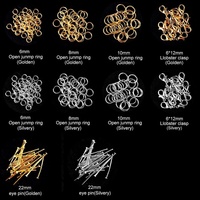 Kit de composants métalliques pour la fabrication de bijoux, tailles assorties, 3 ciseaux, anneaux de jonction, épingles à tête, fermoirs, fil élastique, pincettes, pince, argent