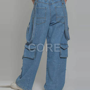 Pantalon en jean cargo multi-poches pour femmes de qualité supérieure Meilleur pantalon en jean cargo multi-poches pour femmes - Product Image 3