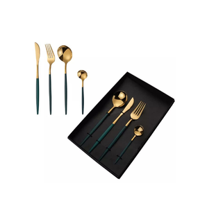 Produit Offre Spéciale Mirrored Design Or Mirrored Set de couverts rustiques en acier inoxydable avec boîte - Product Image 4