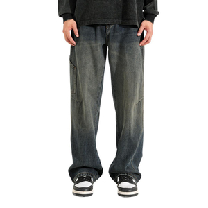 กางเกงยีนส์วินเทจซักได้สำหรับผู้ชายดีไซน์ใหม่สไตล์ฮิปฮอปไฮสตรีทยีนส์กันน้ำฤดูใบไม้ผลิพร้อมโลโก้ออกแบบได้ตามต้องการ - Product Image 2