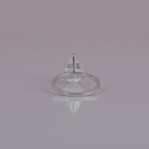 Anillo de compromiso con pavimento clásico certificado IGI Chapado en plata de ley, corte de pera, Diamante cultivado en laboratorio, Diamante de corte de media eternidad - Product Image 4