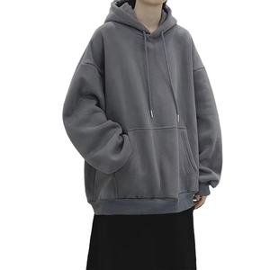 Sudadera con Capucha Gris para Hombre, Tejido de Punto Grueso de 300-500 Gsm, para Otoño y Primavera, con Capucha Holgada - Product Image 1