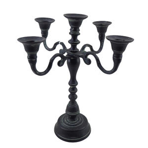 Portavelas de Metal de 5 brazos, vela de pátina gris para sala de estar y decoración de mesa hecha a mano, novedad - Product Image 1