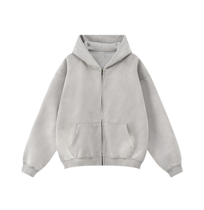High Quality Heavyweight Vintage Full-Zip Hoodie Custom Designer Streetwear Acid Wash Zipper Hoodies for Man 100% Cotton - Product Image 3