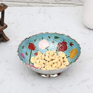 Cuenco Floral de Color Skiny Extra Ordinary Ideal para servir Dryfruit Bowl 4 "de diámetro con cuchara para el mejor regalo de recuerdo de devolución - Product Image 5