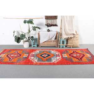 Tapis de 3,3 x 11,3 pieds, tapis Herki vintage, tapis persan en laine rouge turque - Product Image 3
