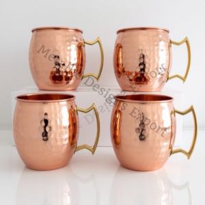 Ensemble de 4 tasses à mule de Moscou en cuivre martelé de 16oz avec élégantes poignées en métal et laiton Barware écologique pour boire - Product Image 4