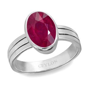 Buy Natural & Certified Ruby Manik Gemstone <b>Rings</b> Oval Cut Bezel Setting Platinum Jewelry for Everyday Wear Fine Statement Style - Product Image 1