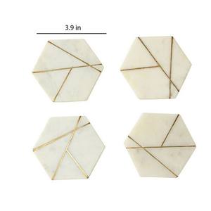 Handcrafted <b>Marble</b> <b>Coasters</b> with Brass Inlay Custom Size Luxury <b>Marble</b> Stone& Metal Inlay Cup <b>Coaster</b> - Product Image 4