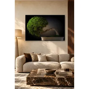 Impresión en lienzo de árbol bonsái verde Fida sobre fondo oscuro - Product Image 3