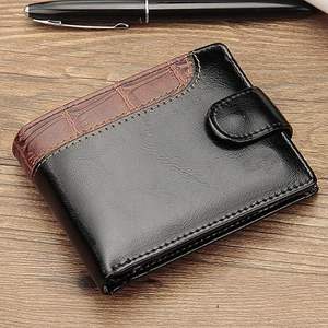 Unisex Men's Women's RFID Bifold <b>Wallet</b> Slim Leather Card Organizer <b>Zipper</b> Closure Chains Business Casual Coffee Color - Product Image 6
