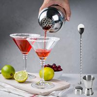 Vente en gros de 3 pièces en acier inoxydable ensemble de shakers à cocktail comprenant une cuillère à mélanger pour bar mesureur de cheville kit de pots de bar personnalisés