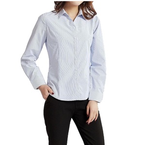 Camicie per abiti formali in bianco a manica lunga elasticizzata e sottile formale da ufficio da indossare camicie per <span class=keywords><strong>donna</strong></span> - Product Image 2