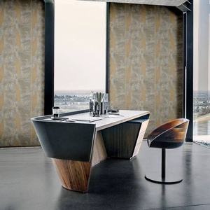 Modern Luxury Curved Computer Desk Wooden Italian Style Minimalist Executive <b>Office</b> <b>Table</b> Home Study Room Furniture - Product Image 2