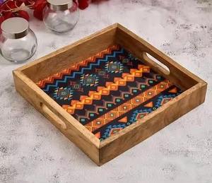 Bandeja de Servir de Madera MDF con Estampado Natural, Forma Rectangular, Hecha a Mano, Pintada a Mano, Decorativa - Product Image 6