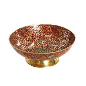 Frutero de latón redondo hecho a mano de alta calidad con grabado de pavo real multicolor y acabado pulido para uso en la cocina - Product Image 2