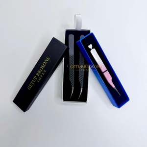 Pince à épiler pour cils GETUP BROSONS IMPEX 90 de haute qualité, en acier inoxydable, plusieurs couleurs, pointe lisse, poignée diamantée - Product Image 3