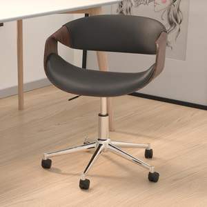 Sedia da Ufficio Ergonomica Contemporanea in Legno Curvato Design Danese Opzioni Bianco e Nero Metallo Cromato Pelle PU Schiuma - Per Uso Domestico e Ufficio - Product Image 3