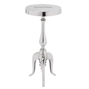 Mesa de galope de aluminio superventas, forma redonda con acabado plateado para el hogar, sala de estar, muebles decorativos, mesa auxiliar - Product Image 2