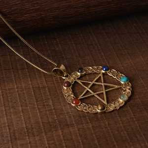 Fashionable <b>Pentagram</b> <b>Necklaces</b> Gothic Brass Pendant for Women 18k Gold Plated Boho Celestial Star Design for Wholesale/OEM/ODM - Product Image 3