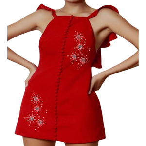 Chaude nouvelle élégante haute qualité femmes robe mi-longue licou cou personnalisé fête porter pour les filles princesse robe paillettes décoration tissé - Product Image 5