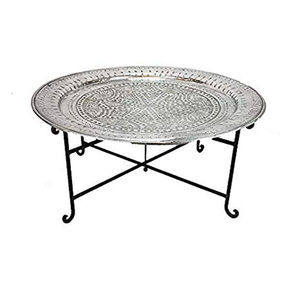 Table d'appoint en métal laiton gravée à la main Table décorative pour l'extérieur Table de jardin marocaine de luxe en métal - Product Image 5