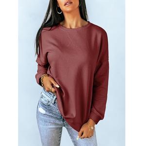 New Collection Luxury Long Sleeve Round Neck Shoulder Slope Solid Comfortable Casual <b>Women's</b> Cotton Sweatshirt From Bangladesh - Product Image 2