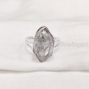 แหวนผู้หญิงประดับเพชรเฮอร์คิเมอร์ดิบธรรมชาติ  วงแหวนเงินแท้ 925 ลายจุด 3 จุด สำหรับงานแต่งงาน คริสต์มาส - Product Image 5