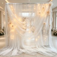 Voilage de plafond élégant en mousseline rose, rideau transparent pour réception de mariage et décoration de salle événementielle – Vente en gros