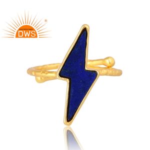 El mejor diseño de plata esterlina, anillo de piedras preciosas de lapislázuli Natural chapado en oro de 18 quilates, joyería de diseño fino Demi para mujer, regalo para ella - Product Image 3