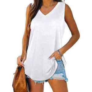 Venta al por mayor de los hombres de encargo sin mangas con cuello en V camiseta sin mangas de alta calidad de algodón Spandex transpirable Casual de talla grande de punto de calle - Product Image 6