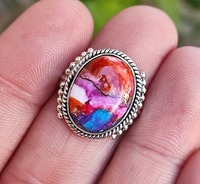 Verlobungsring mit Ehrgeizserklärung, handgefertigt in Jaipur, Rubin im ovalen Schliff, 925er Sterlingsilber, rhodiniert, Damen-Ehering