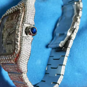 VVS นาฬิกาสไตล์ฮิปฮอปคุณภาพพรีเมี่ยมสำหรับผู้ชายนาฬิกาแฟชั่นหรูหราสแตนเลสสตีลสีขาวแล็บปลูกเพชร - Product Image 2