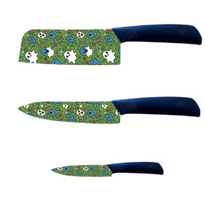 Juego de Cuchillos de Cocina de 7 Piezas con Revestimiento Cerámico, Diseño Nuevo, Premium, Profesional, Mangos de Plástico, Apto para Lavavajillas, para Aventuras al Aire Libre - Product Image 1