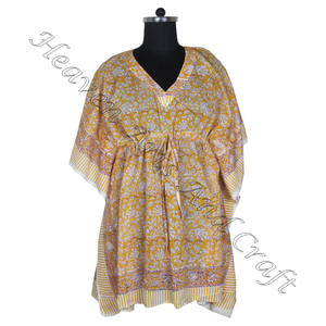 Nouvelle arrivée 2024 indien main bloc imprimé caftan Robe KFCS115 Robe d'été Kimono vacances coupe ample Robe vêtements pour femmes - Product Image 2