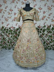 Haldi/ Mahendi / Reception Special Pure Silk Fabric Hand Crafted Silk Tailor Made Lehenga Choli Embellished / Kurti Collection - Product Image 5
