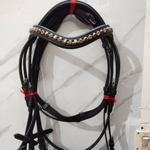 ชุดเดรสม้าคุณภาพพรีเมี่ยมหนังที่ดีที่สุดบุด้วยแผ่นรองสีดำและบังเหียนเว็บจากอินเดีย... - Product Image 1