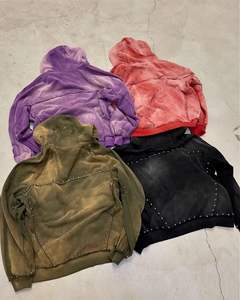 Custom Men's 460gsm Heavyweight Vintage Sun Fade Acid Wash Hoodie Oversized Pullover Distressed Zip Metal Solid Hooded - Product Image 2